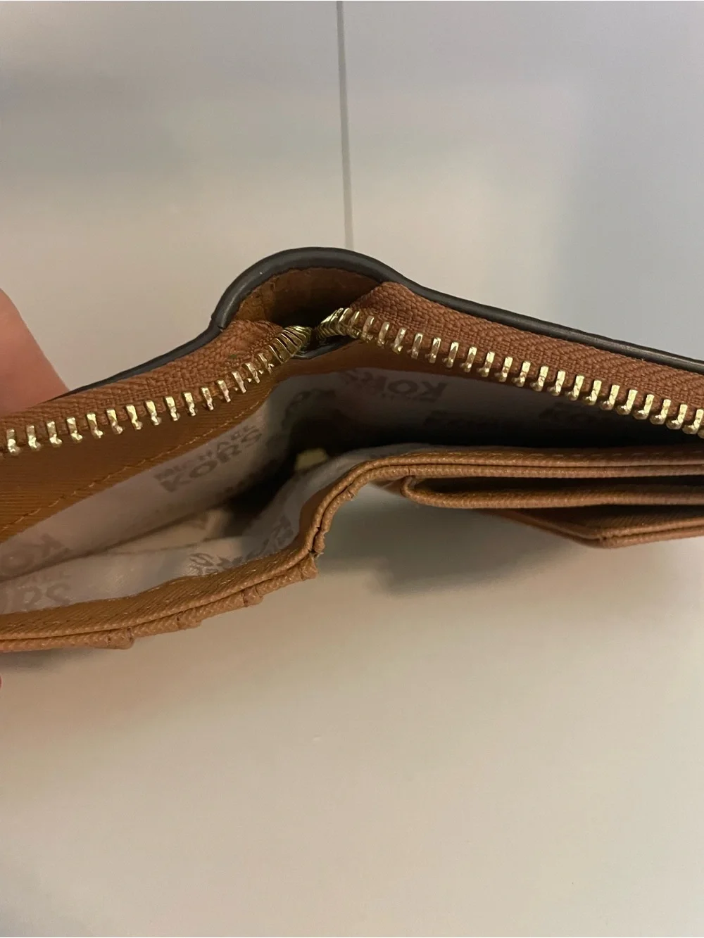 Michael Kors Cognac Pebbled Leather Zip-Around Wallet